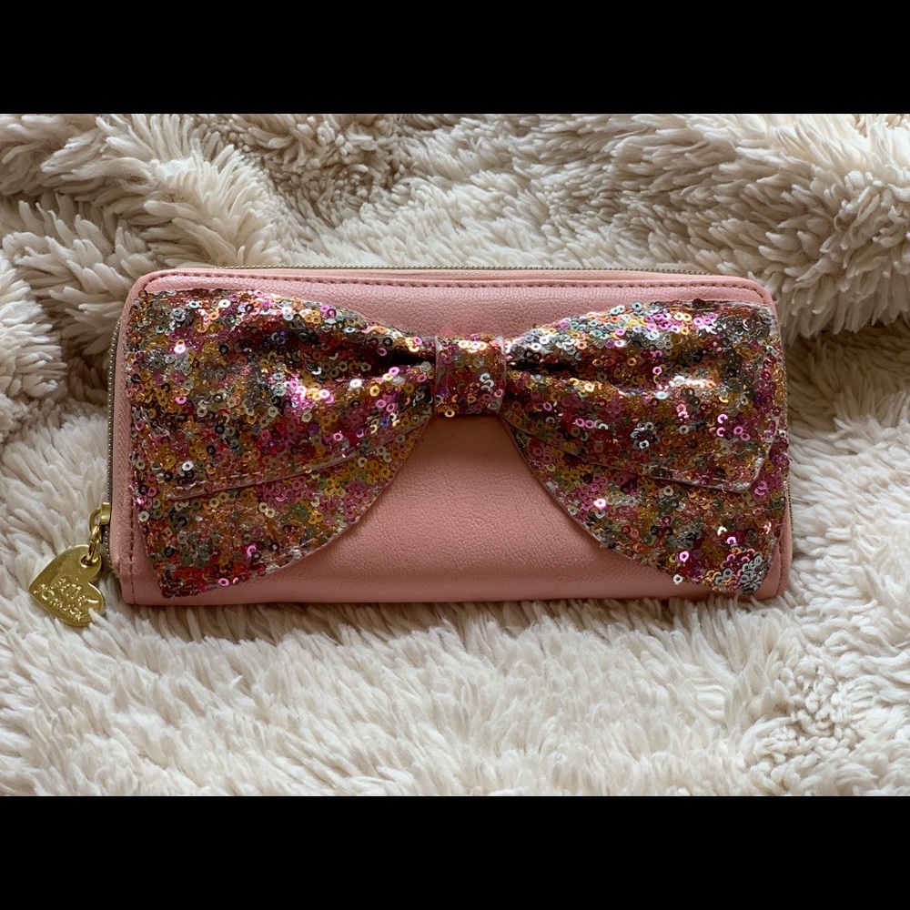 Betsey Johnson Pink Sparkle Bow Wallet